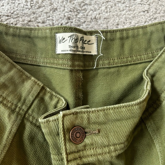 Free People We The Free Osaka Mid Rise Olive Green Barrel Jeans Pants - Picture 7 of 10